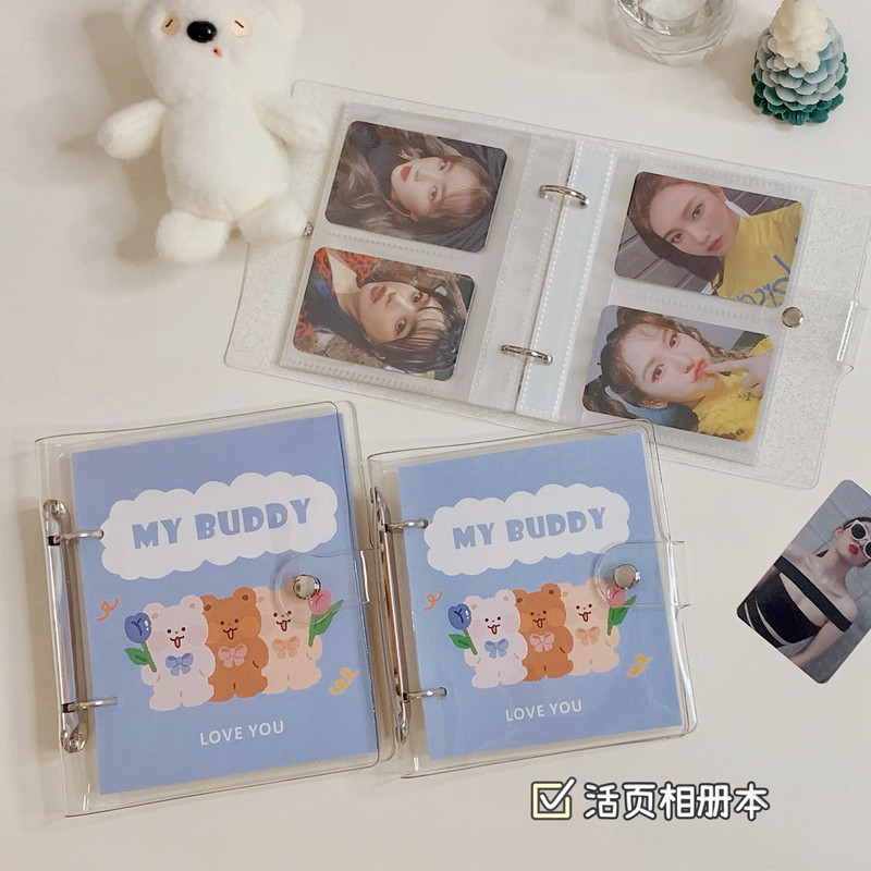 Korean ins wind cute bear loose-leaf transparent photo album shoot Stand 3 inch 4 inch photo star chasing small card storage book
