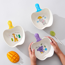 Papa bear bamboo fiber tableware Apple cartoon childrens household baby eating bowl food grade handle creative