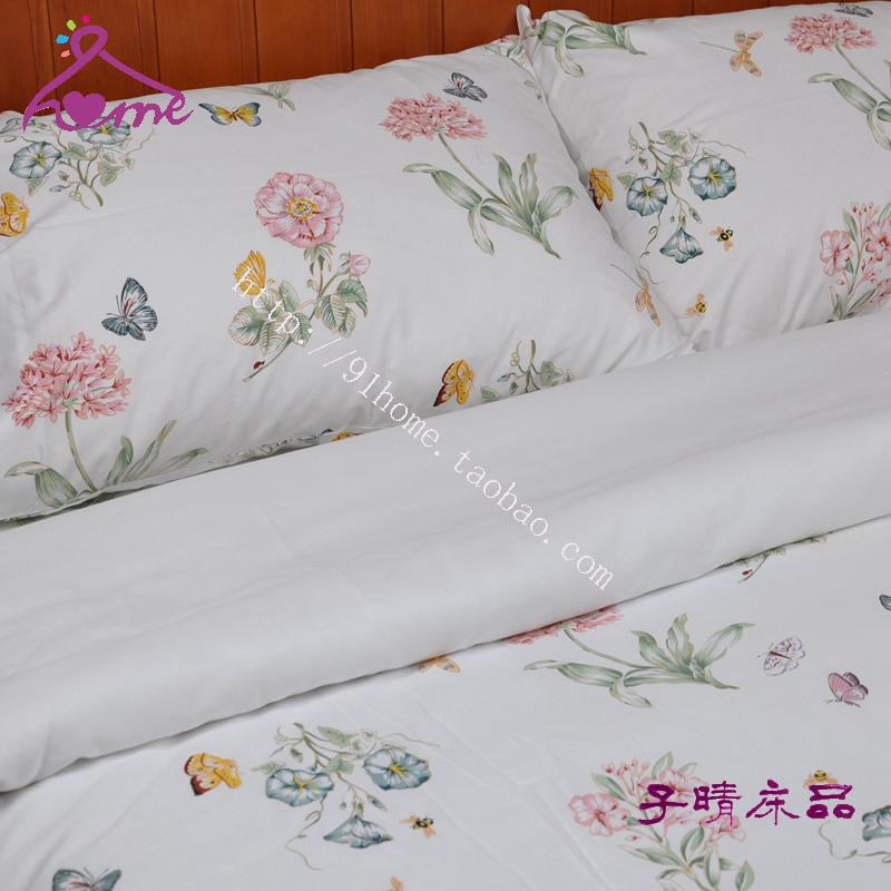 100% cotton satin 60 400 bướm tình yêu hoa đơn diện tích chăn ga gối và kết hợp miễn phí khác có thể được tùy chỉnh ga giường chun