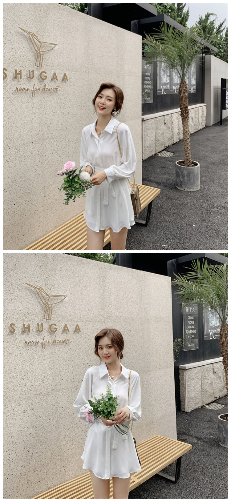 VK旗艦店 韓國風氣質polo領襯衫短褲套裝長袖褲裝