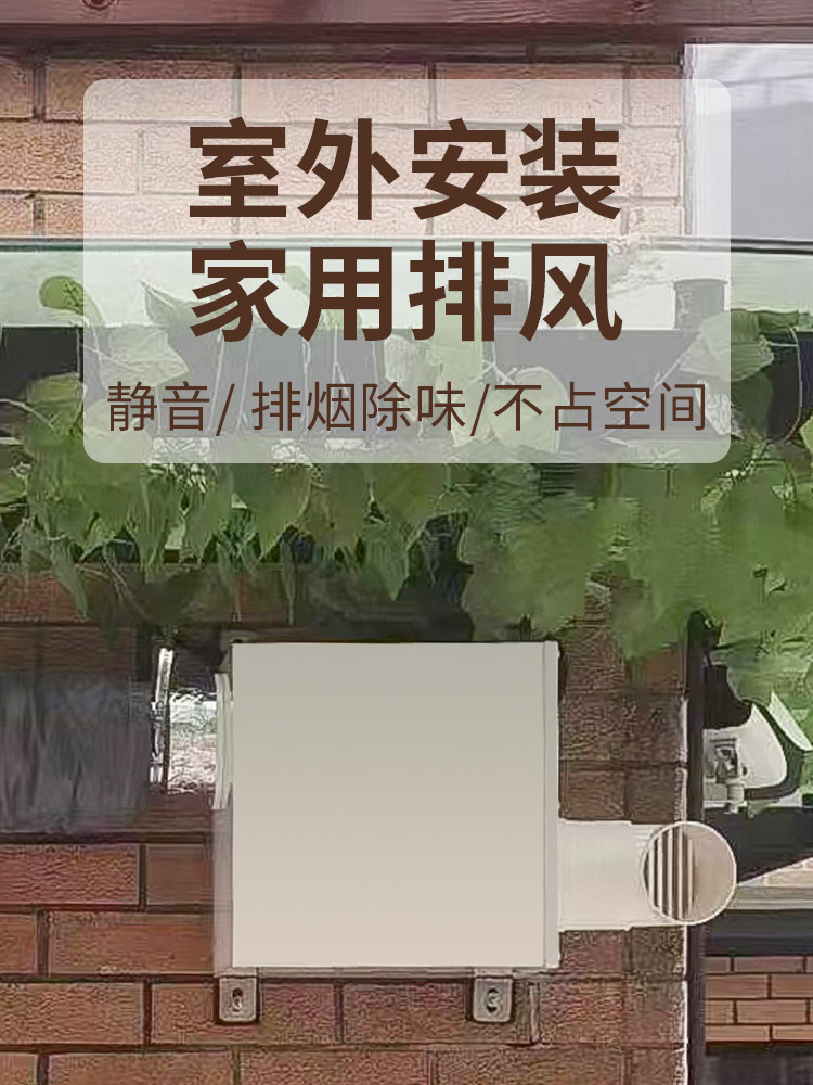 Outdoor Installation, Household Exhaust Fan, Stainless Steel, Silent, Rainproof, Smoke and Odor Removal, Fresh Air System Accessories