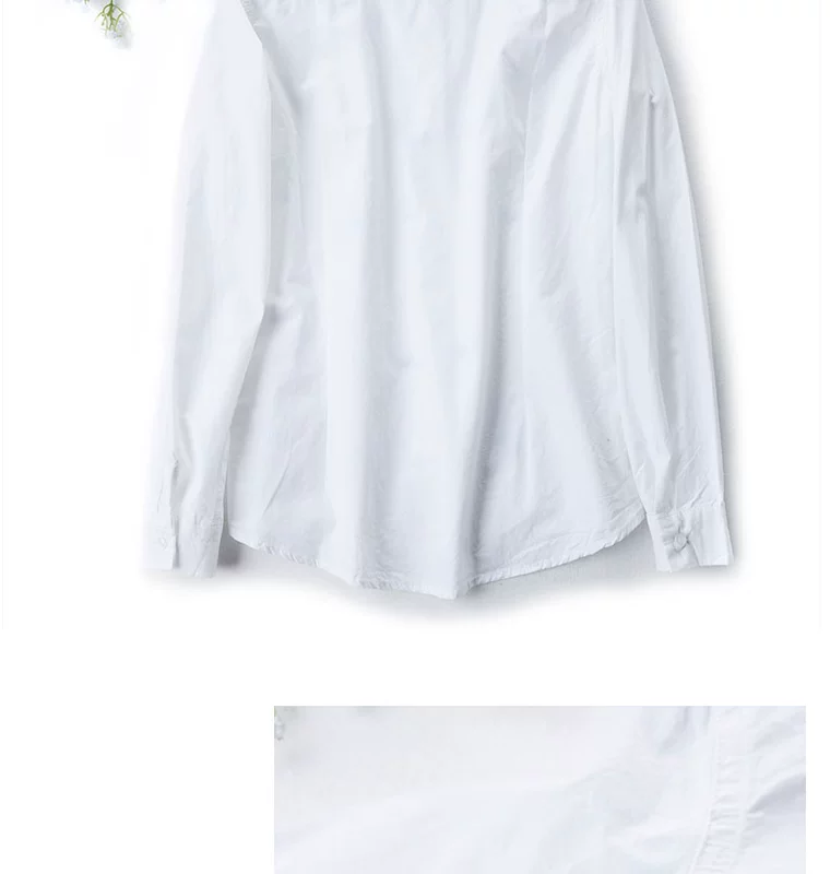 O5 áo sơ mi trắng nữ tay dài thu đông 2017 mới áo sơ mi thêu cotton sinh viên Hàn Quốc sơ mi trắng nữ