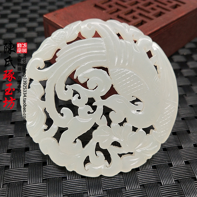And Tian Yuqing Baiyu Phoenix jade pendant Liaojin Liaojin Yupei Yupei Yupei Double-sided hollowed-out engraving jade