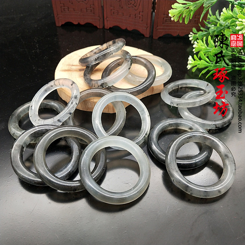 Xiu Yuhui ink floating flowers jade ring Yupei small circle jade pendant DIY handmade accessories Jade Cirque jade Circle jade Circle Zhengyuan