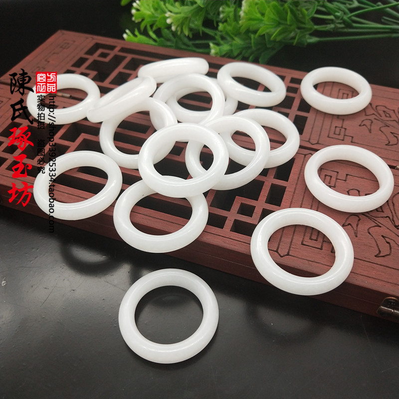 White jade jade Circle DIY handmade accessories Item pendant small circle small ring jade pendant white jade ring small ring jade