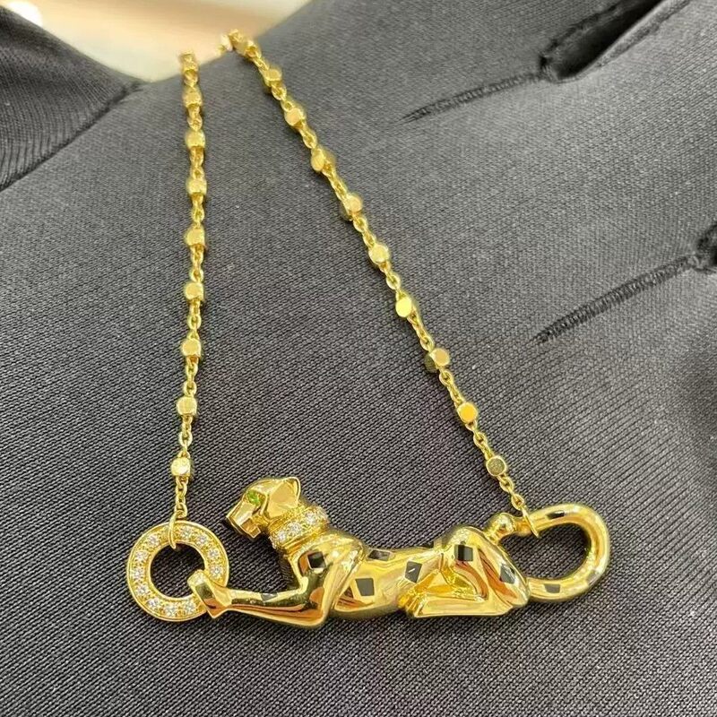 Leopard Black Patterned Cheetah Green-Eyed Lock Leopard Head Three-Dimensional Necklace for Women 2026 New Accessory Pure Silver High-End Feel