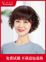 Wig Short hair female summer curly hair Real hair middle-aged and elderly mother hair set natural real hair lady full head cover style