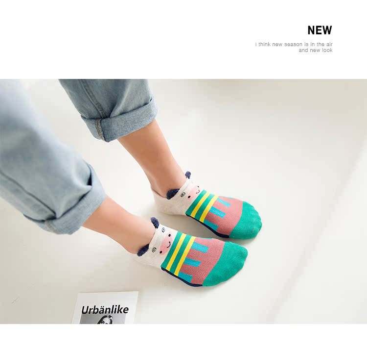 3 đôi cotton phim hoạt hình stereo vớ thuyền nông miệng chống trượt silicone vớ vô hình dễ thương phim hoạt hình stereo vớ con chó con vớ nam xuất khẩu