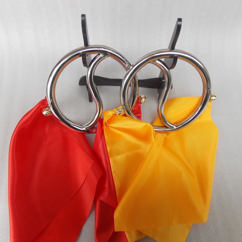 New S type stainless steel tai chi ring ring Wing Chun Mulan double ring warp 19 cm