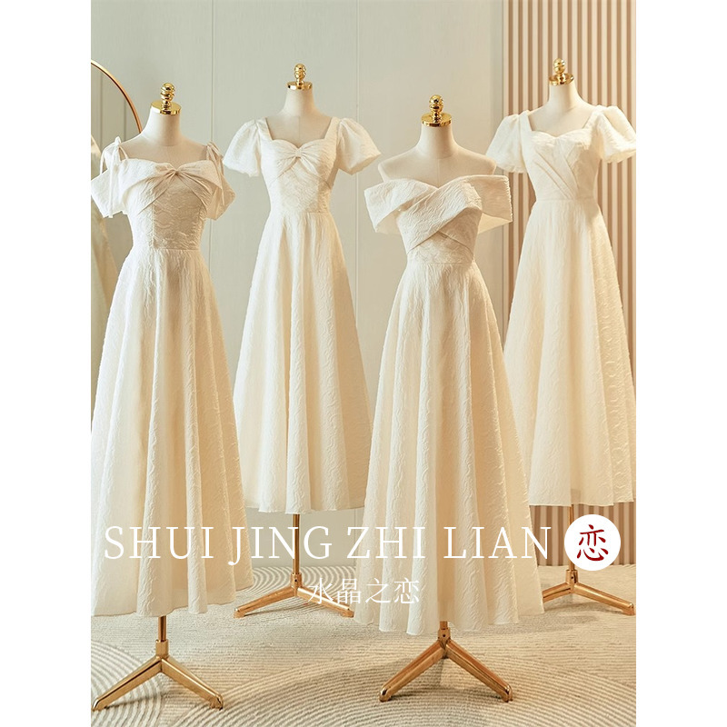 Champagne-Colored Bridesmaid Dress 2026 New Style Niche High-End Sister Group Dress, Suitable for Petite Women, Can Be Worn Casually and Looks Slimming