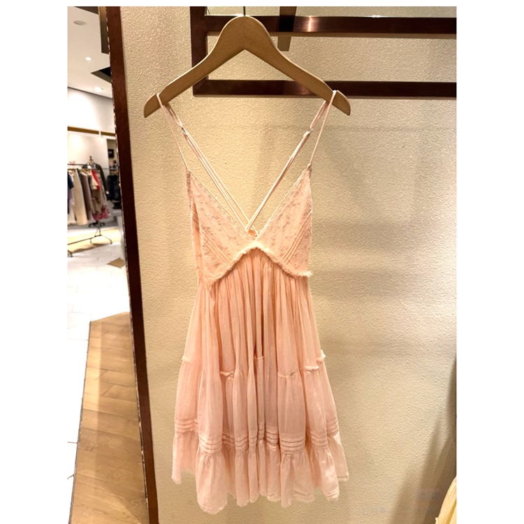 Bdg Vacation Style V-Neck Hollow Embroidery Cross Strap Dress for Women 26 Spring/Summer Little Girl It Authentic National Brand