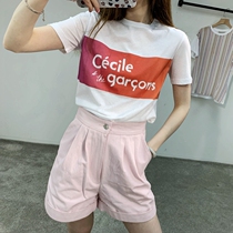 * Todays special 囧 sister Hong Kong direct mail ETRE CECILE gradient block letter short sleeve T-shirt SC