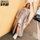 DPLAY Depala 2018 thu đông 2018 đậu xanh xám châu Âu và Mỹ mới trên đầu gối lông ấm áp sang trọng áo lông khoác ngoài váy