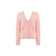 DPLAY Depala spring sweet flower cluster pink V-neck resin button coat style sweater