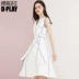 DPLAY Depala mùa hè Châu Âu và Mỹ trắng không tay eo tie chic dress màu sắc tương phản mosaic dress váy đầm