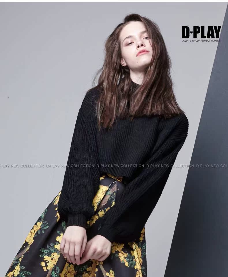 DPLAY Depala mùa xuân châu Âu và Mỹ kaki ngắn cổ áo cao tay áo len - Đan Cardigan áo kiểu nữ đẹp tuổi 35
