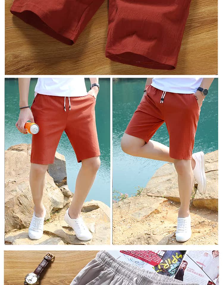 Quần đi biển cotton mùa hè nam giản dị năm điểm quần short thể thao rộng kích thước mỏng phần nhanh khô nhanh màu rắn quần lớn thủy triều 	quần đi biển giá rẻ	