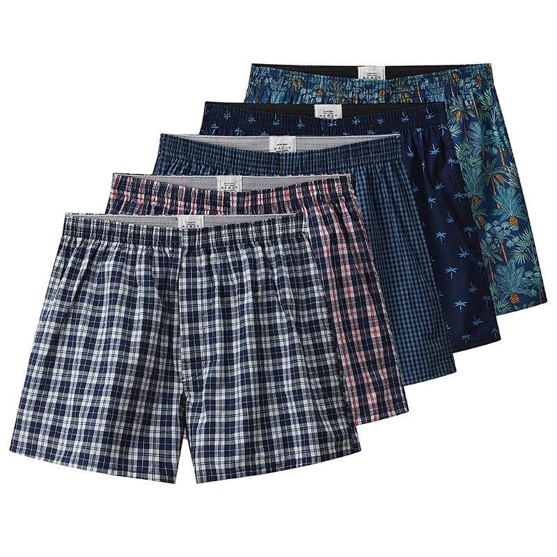 Ceiling! Pure Cotton Boxer Briefs Five-Pack Hiphop Street Classic Oldschool Pure Cotton Plaid Underwear