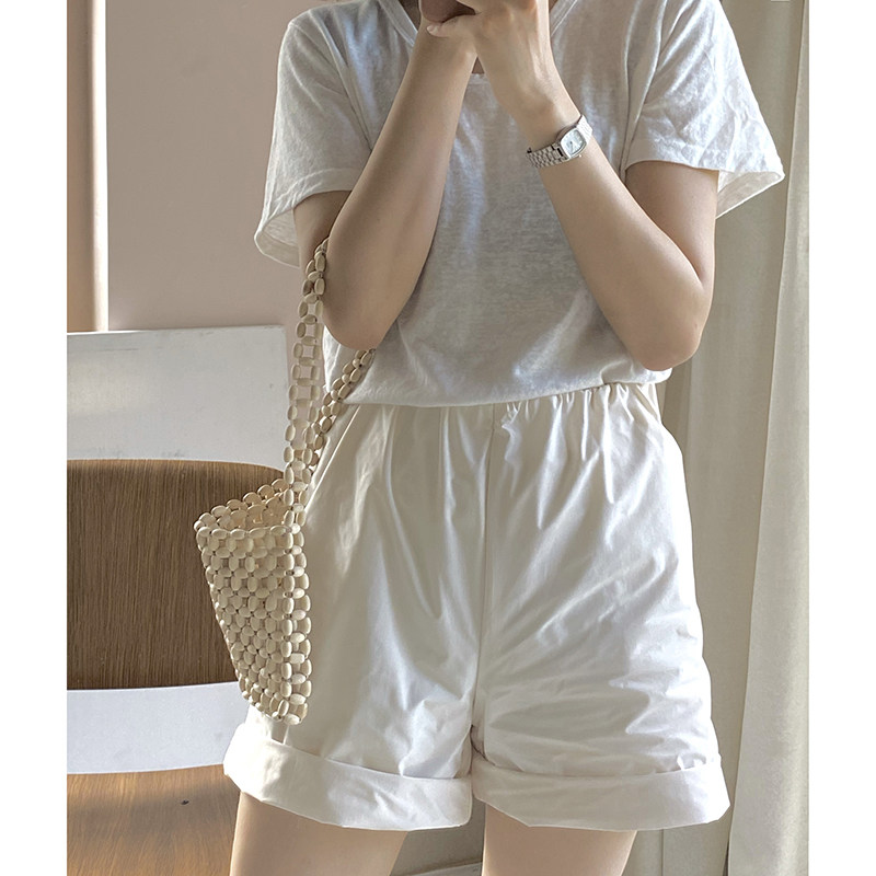 MMCC2022 spring new all-match two-color high-waisted thin curly pants women