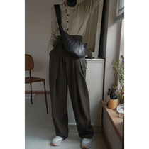 MMCC2022 spring new high waist pituitary design air door flap slim casual straight drum pants woman