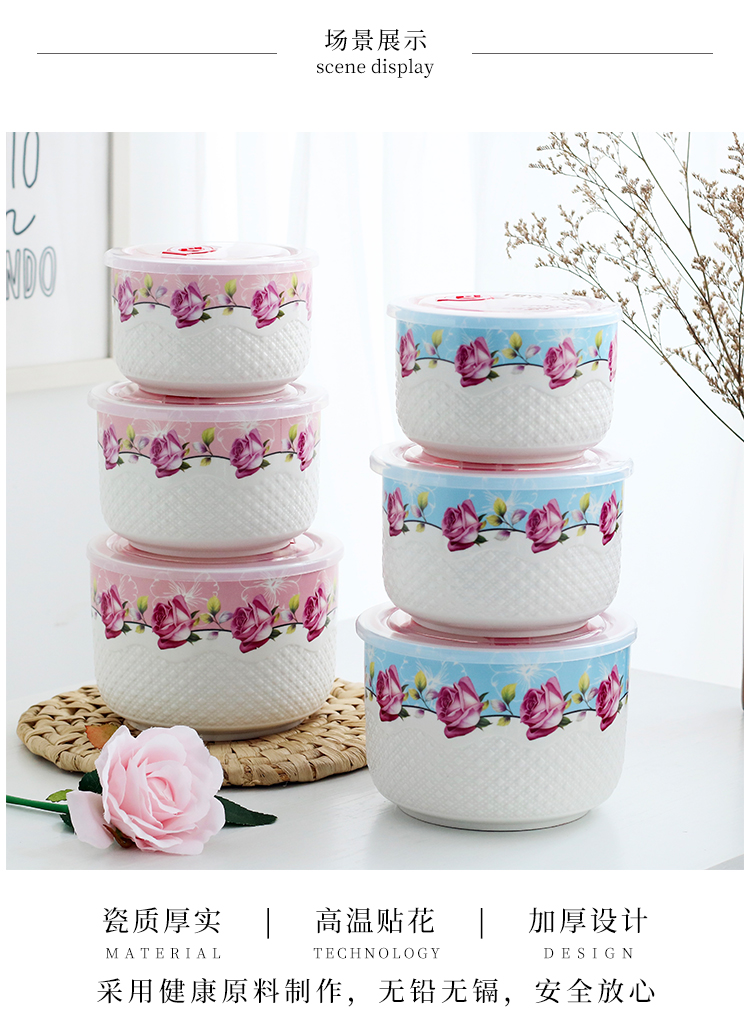 Bình gốm dung tích lớn giữ tươi bát ba mảnh gia đình niêm phong bể chứa hộp ăn trưa hộp lưu trữ nắp hộp có thể vào lò vi sóng - Hộp cơm điện sưởi ấm hộp cơm điện ariranglife	