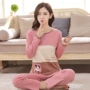 Bộ đồ ngủ mùa xuân và mùa thu nữ kích thước lớn Bộ đồ ngủ mùa thu dễ thương Hàn Quốc dài tay cotton hoạt hình cô gái dịch vụ nhà bộ mặc nhà thu đông