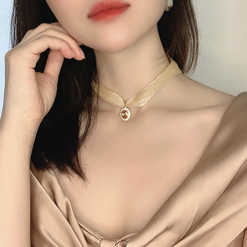 New Fabric Ribbon to Cover Neck Scars, Summer Neckband, Simple Decorative Necklace, Versatile Clavicle Chain Choker for Women New Fabric Ribbon to Cover Neck Scars, Summer Neckband, Simple Decorative Necklace, Versatile Clavicle Chain Choker for Women