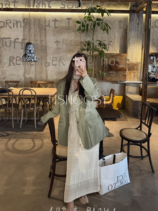 Spring-Style Suit, Loose-Fitting Jacket, Casual and Stylish Suit + Small Floral Ribbon, Hawaiian Mermaid Style