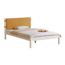 (National subsidy 15%) Genji Muyu x Visa solid wood bed cream style white soft package boys and girls single bed