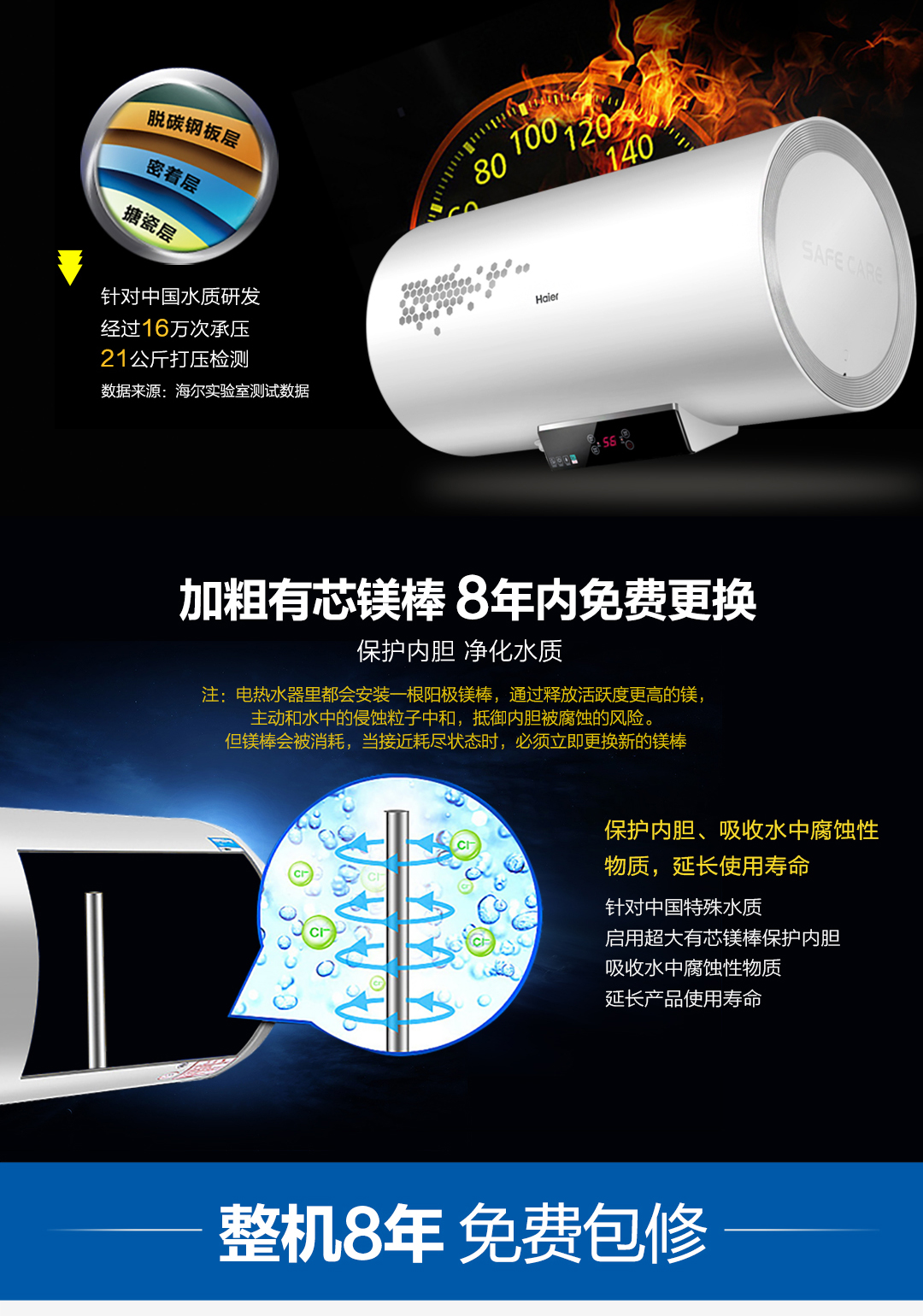 Haier / Haier EC6002-D 60 lít nước nóng điện hộ gia đình nhanh chóng lưu trữ nhiệt loại phòng tắm tắm tiết kiệm năng lượng nước nóng