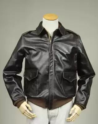 Universal produced a replica World War II American A2 flight jacket black and brown aniline horse skin vegetable tanned leather stiff