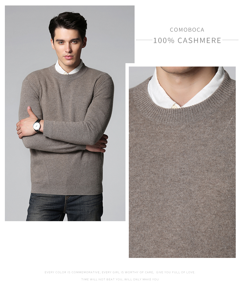 Como Boca mùa xuân mới cashmere áo len nam rắn màu áo len giản dị vòng cổ thời trang áo len