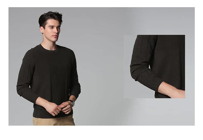 Como Boca mùa đông mới cashmere áo len nam rắn màu đáy áo len cổ tròn đơn giản lỏng áo len