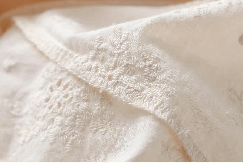 Vintage hollow out embroidery long sleeve peter pan collar loose cotton dress 2020 autumn