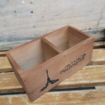 Temporary shortage of miscellaneous goods Pan old mood Park solid wood letter Double lattice retro containing box pen holder letter Reactor