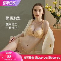 Water flower sexy underwear women without steel ring bra small chest gathering squeeze groove artifact adjustment type upper support bra