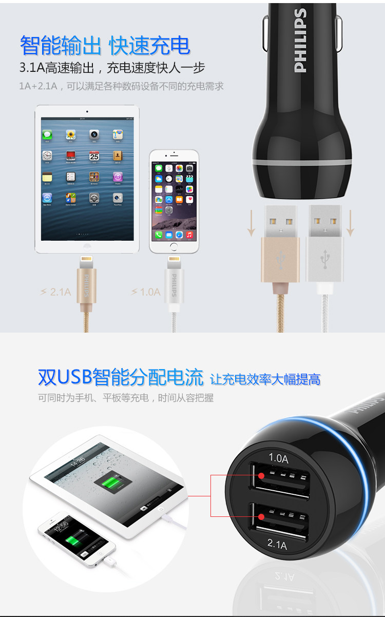 chargeur PHILIPS 3.1A, 3A - Ref 1300132 Image 7