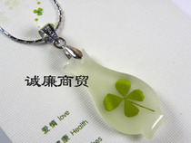 Europa Clover Series Aquarium Slim Luminous Pendant Metal Necklace OXL030BY52