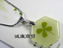 Europa Clover Series Slim Luminous Pendant Metal Necklace OXL030BY34