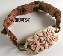Landscape jewelry Sheepskin bracelet Leather bracelet earth pottery jewelry jyg93600028
