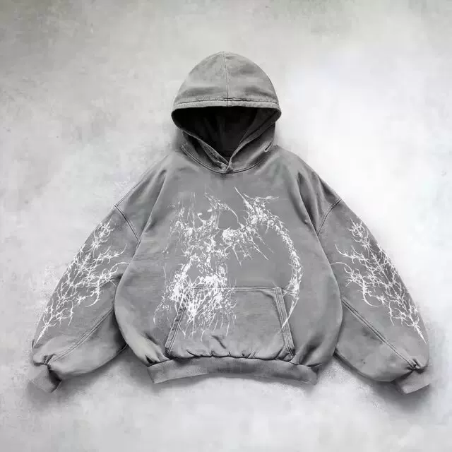 Худи Череп на верхушке Oversized принт худи для мужчин и женщин