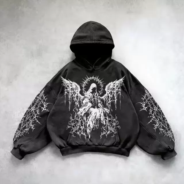 Худи Череп на верхушке Oversized принт худи для мужчин и женщин