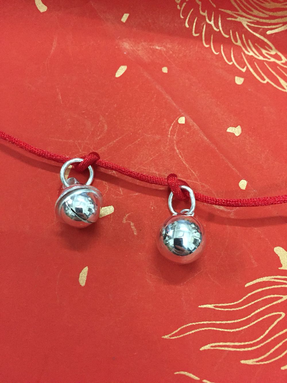 S999 bạc nguyên chất chuông bạc sterling bạc handmade chuông bạc sterling bạc rỗng bóng vòng vàng 18k
