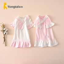 Tongtai summer thin section girl dress 1-4 years old little girl foreign style lady cotton princess dress baby skirt