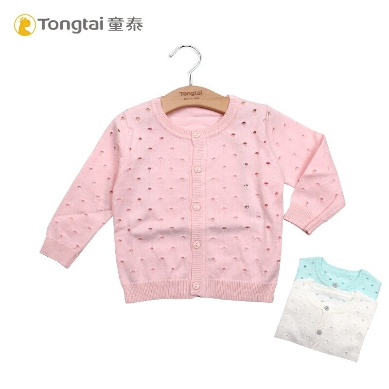Tongtai spring new baby clothes baby cardigan sweater Girls cotton knitwear 1-4 years old outdoor clothes