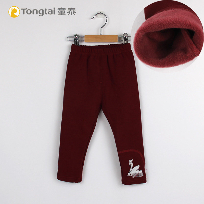 Tongtai girls velvet inner pants One-piece velvet thickened outer wear Foreign school autumn and winter 1 warm 4-year-old baby thin velvet pants