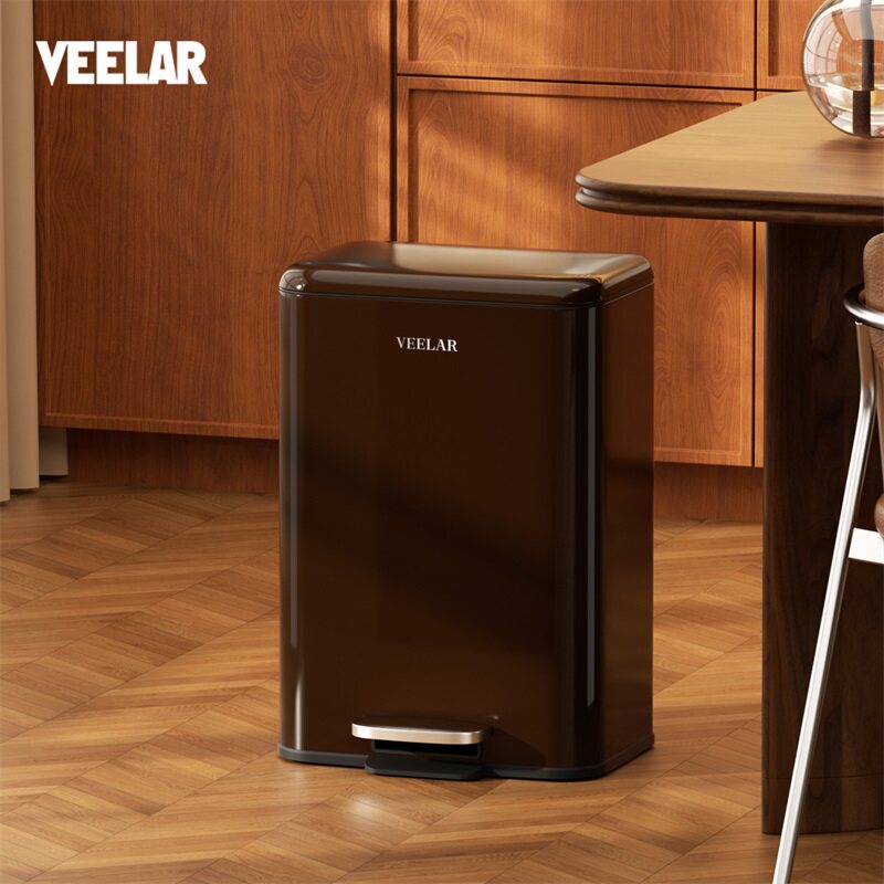 Veelar Living Room Trash Can, Household Use, High Aesthetic Value, Large Capacity, Retro Style, Bauhaus, Foot Pedal, with Lid, 2026 New Model Veelar Living Room Trash Can, Household Use, High Aesthetic Value, Large Capacity, Retro Style, Bauhaus, Foot Pedal, with Lid, 2026 New Model