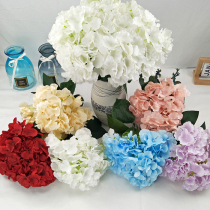 Wedding hydrangea with leaves Home decoration flower ball simulation bouquet European-style wedding silk cloth artificial fake flower silk flower