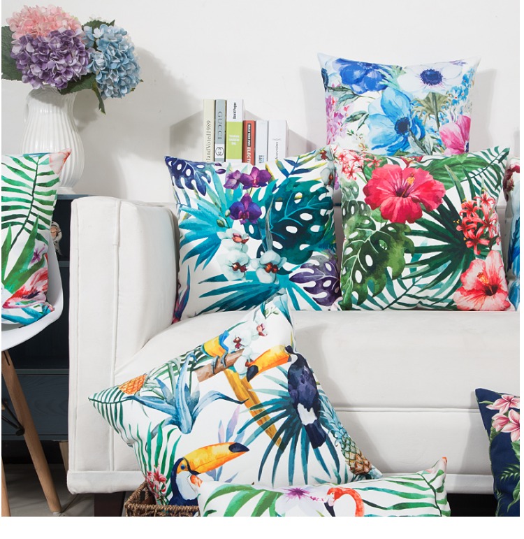 hoa nhiệt đới nhung sofa đệm cây flamingo trang trí gối bìa Bed and Breakfast in American gối thắt lưng pad - Trở lại đệm / Bolsters gối kèm chăn