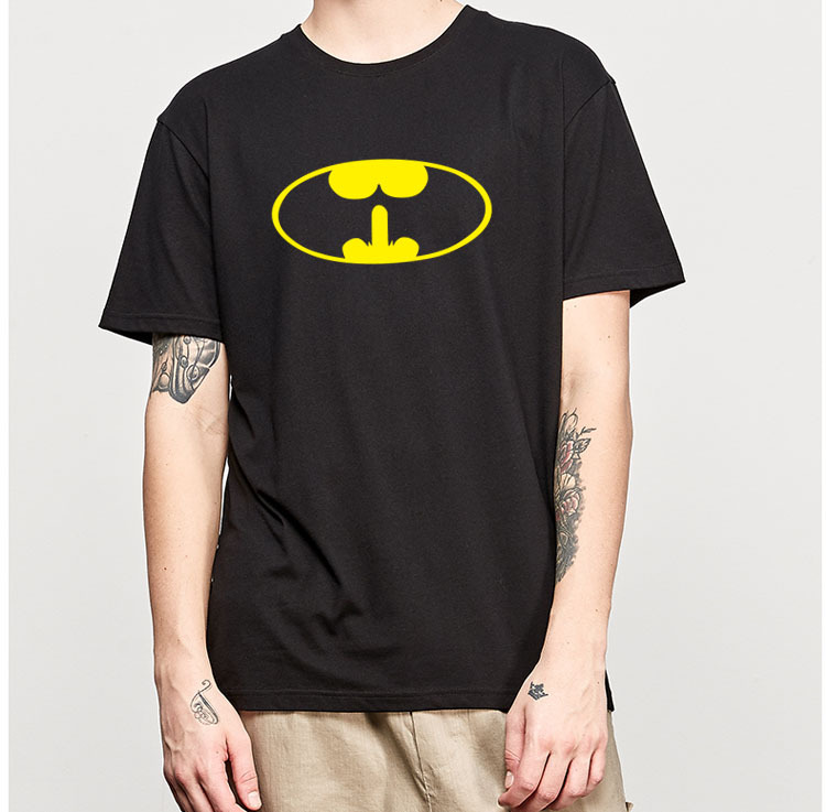 Funny Batman T-Shirt, Quirky Batman T-Shirt with a Heavy-Duty, Edgy Nightclub Vibe, Short-Sleeved Men's Solid Color T-Shirt